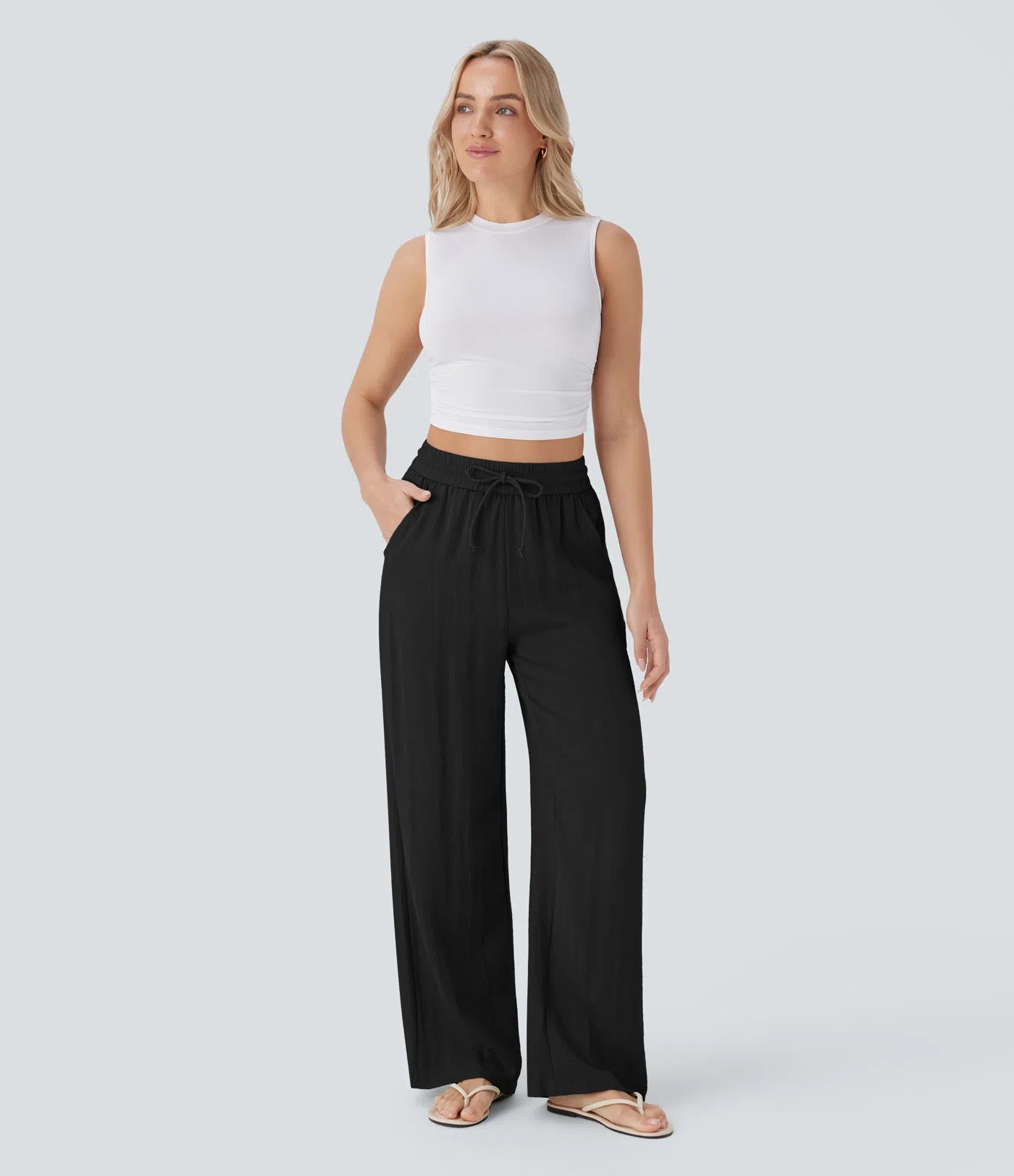 Jobilee Flex™ Solid Linen-Feel Sweat Pants