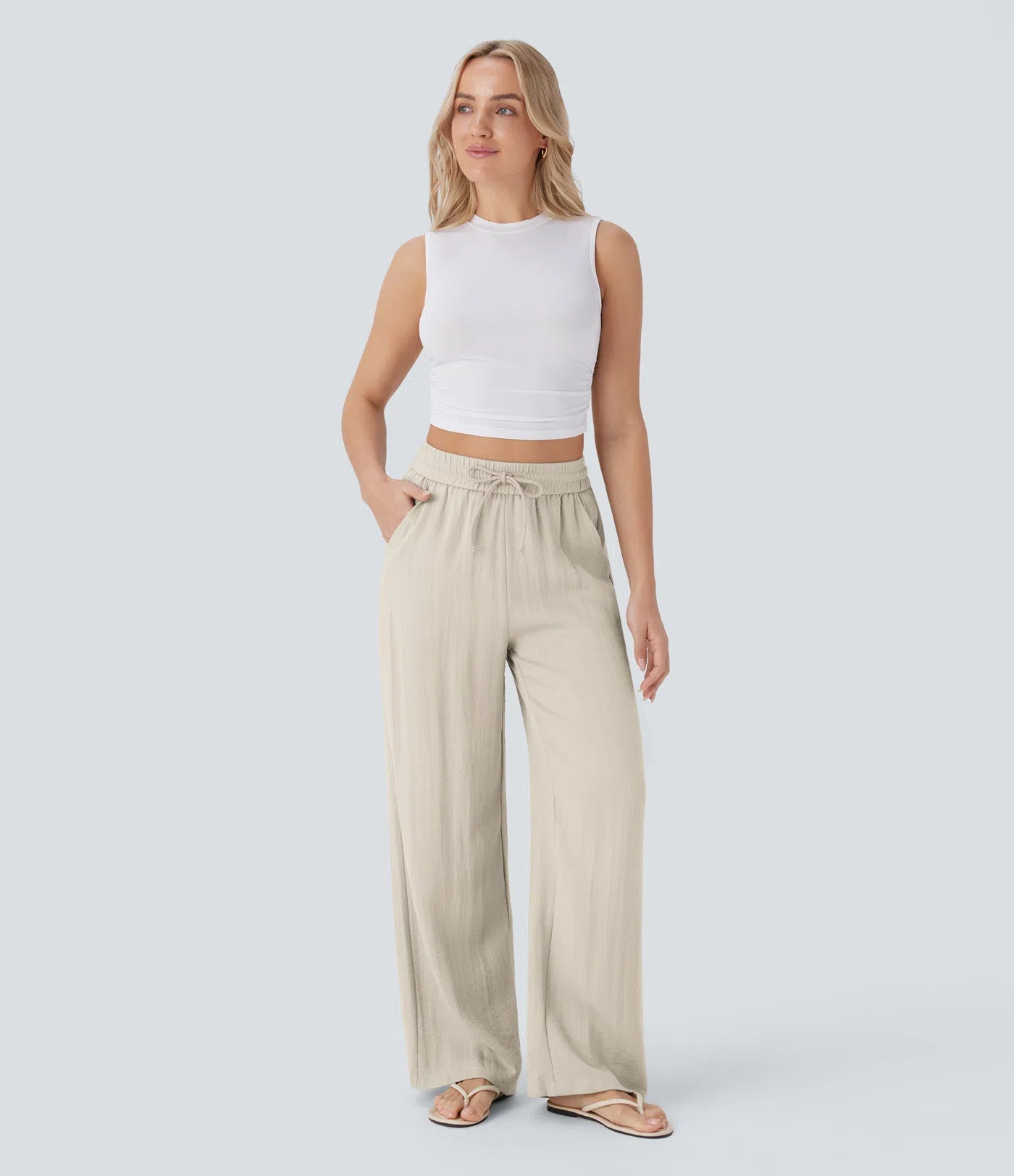 Jobilee Flex™ Solid Linen-Feel Sweat Pants