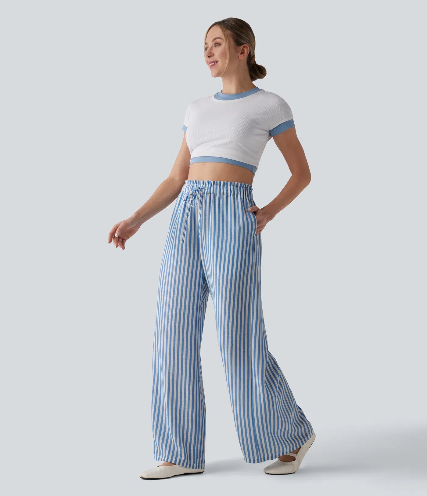 Jobilee Flex™ Stripe Linen-Feel Pants